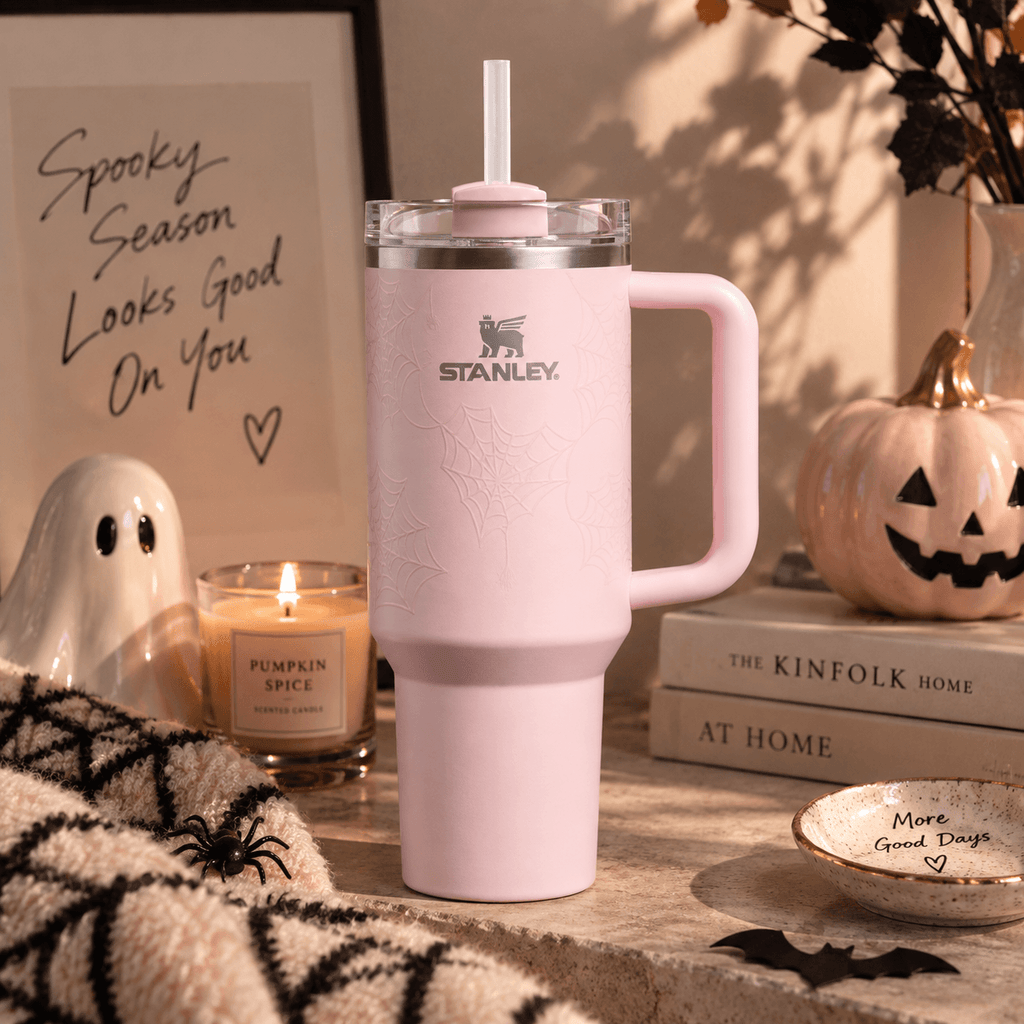 Glow-in-the-Dark Spiderweb Pink Tumbler