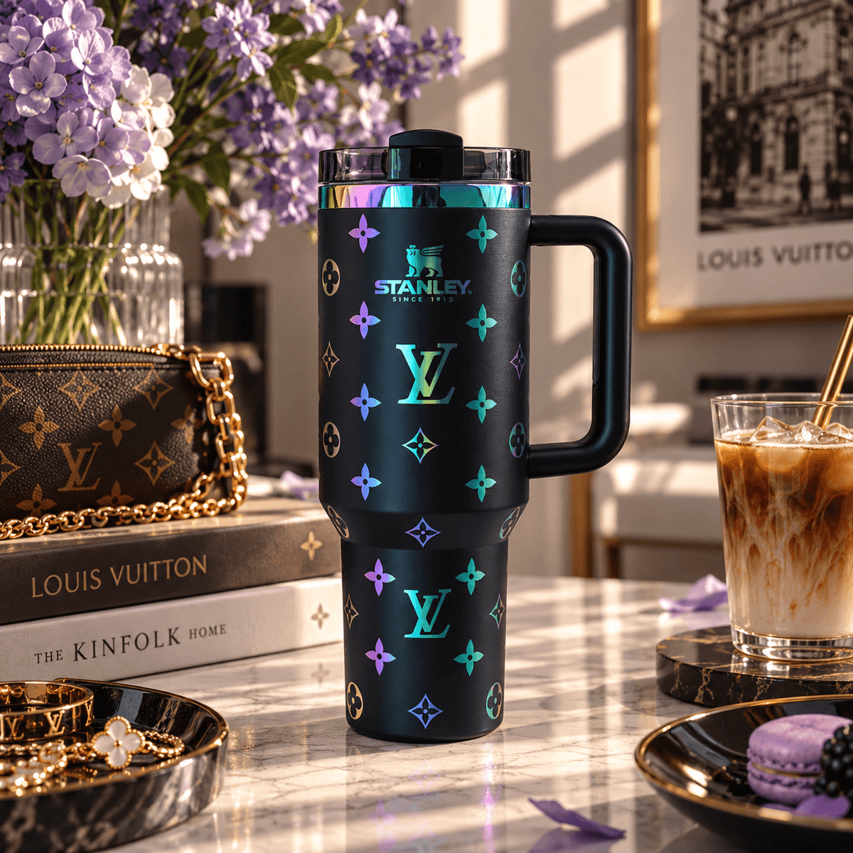 Chocolate Gold Monogram Tumbler