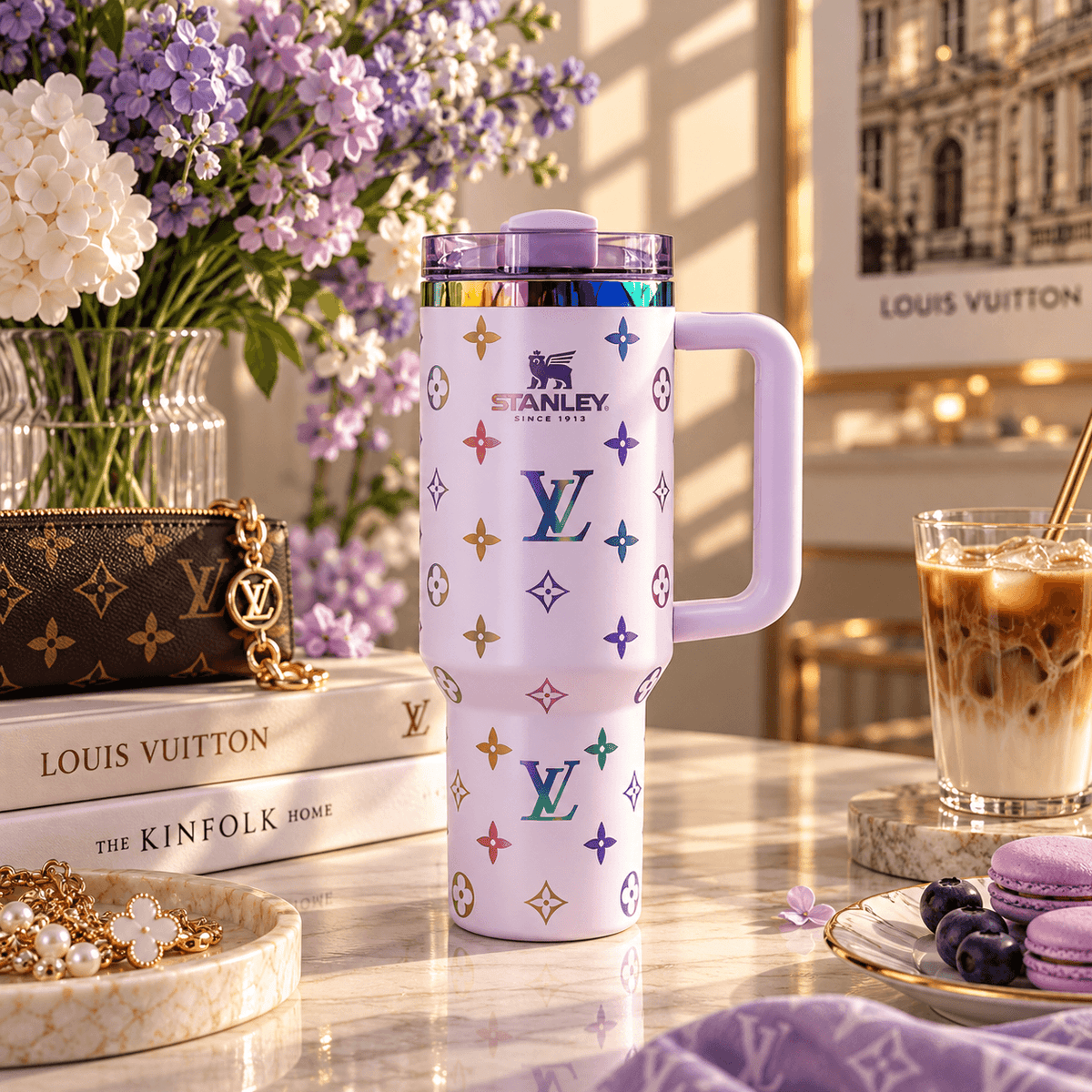 Chocolate Gold Monogram Tumbler