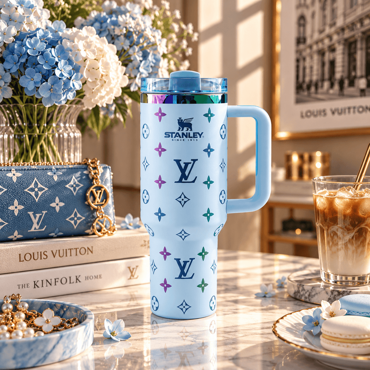 Chocolate Gold Monogram Tumbler
