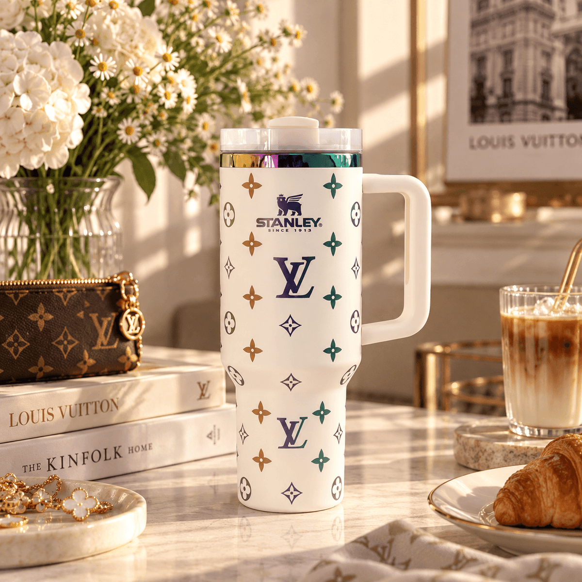 Chocolate Gold Monogram Tumbler