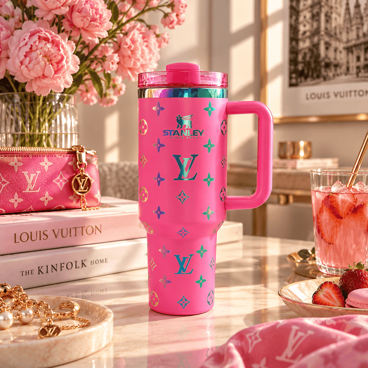 Chocolate Gold Monogram Tumbler