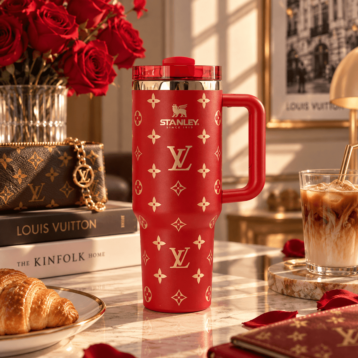 Chocolate Gold Monogram Tumbler