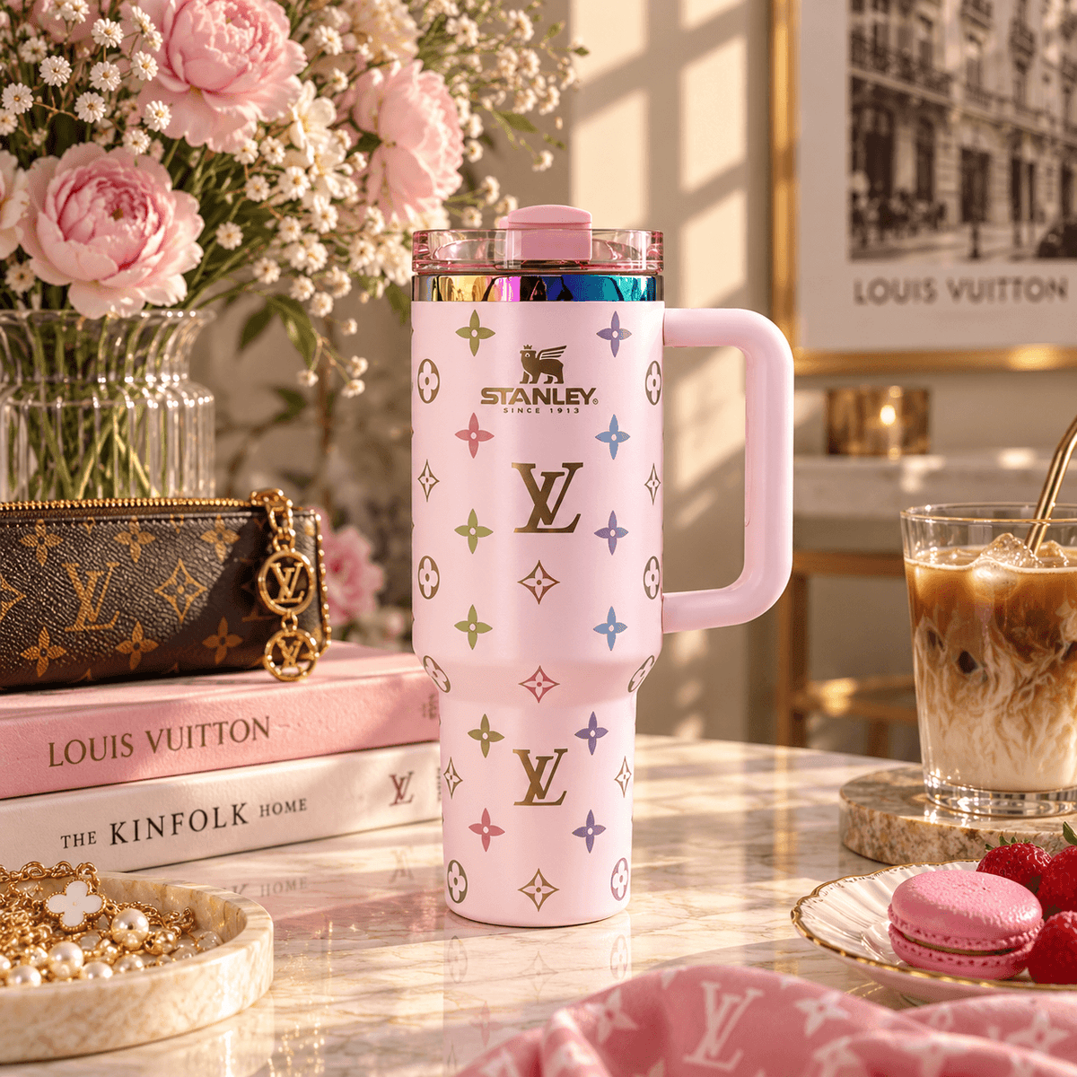 Chocolate Gold Monogram Tumbler