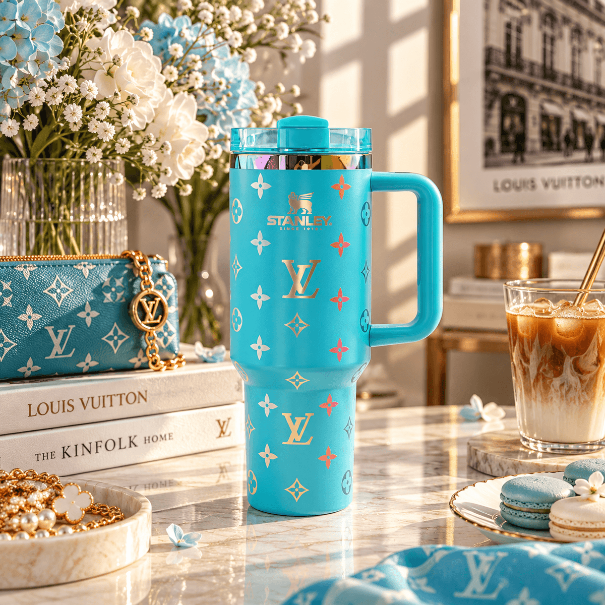 Chocolate Gold Monogram Tumbler