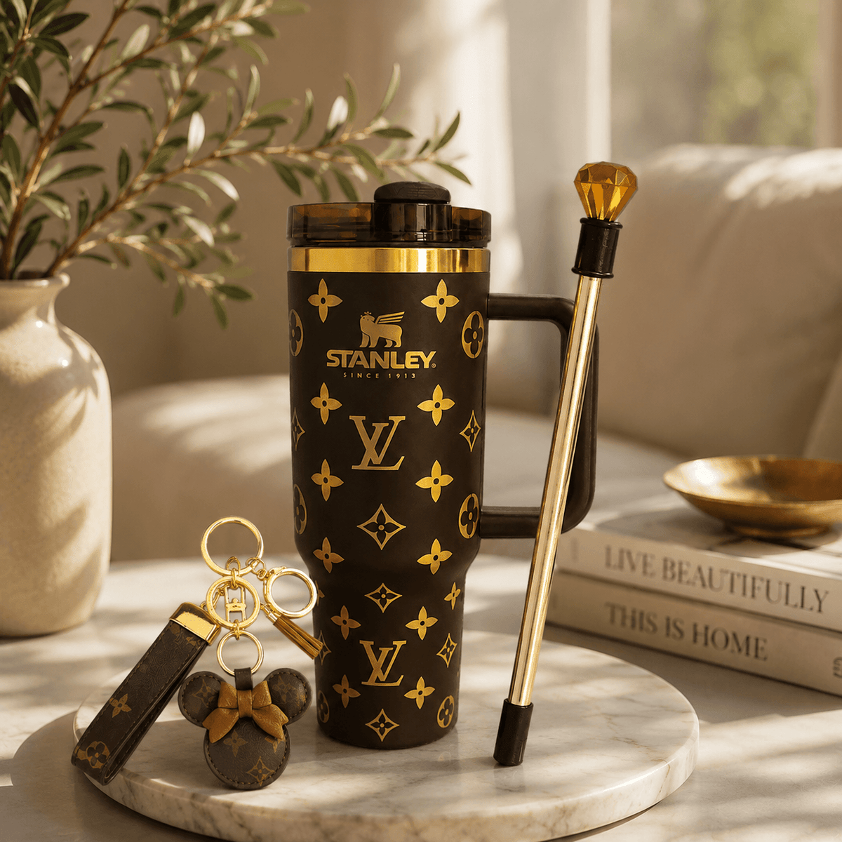 Luxe Chocolate Monogram Tumbler Set